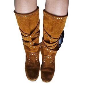 Authentic Minnetonka Genuine Leather Boots w/ Reversible Straps - Used Like New